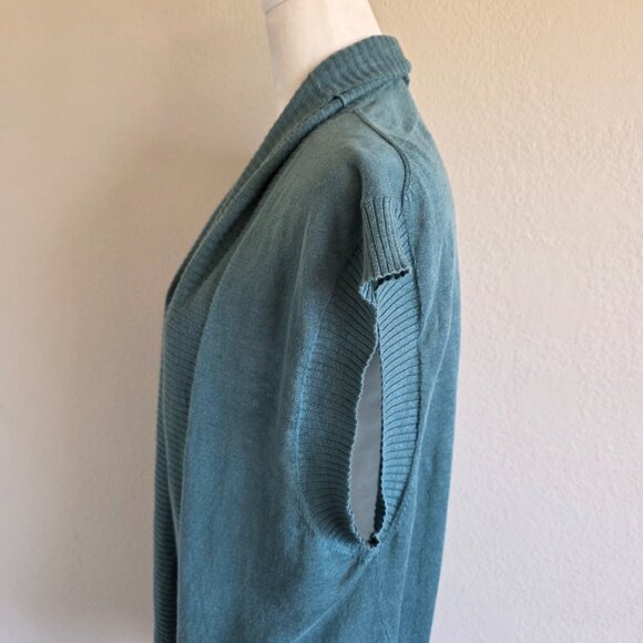 Tommy Bahama Relax Tie Linen Vest Open Cardigan Teal Lightweight Drape Size L - Picture 5 of 9